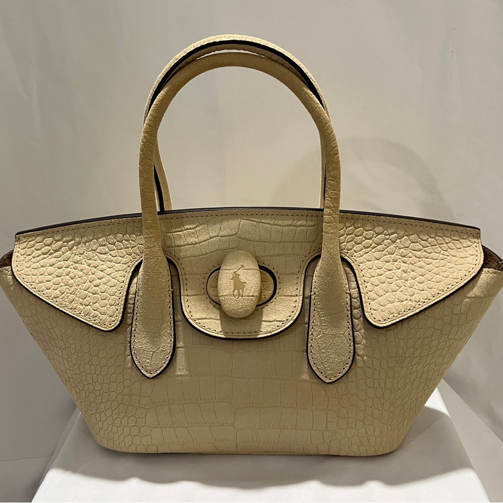 Polo Ralph Lauren Croc-Embossed Calfskin Bellport Turn-Lock Satchel